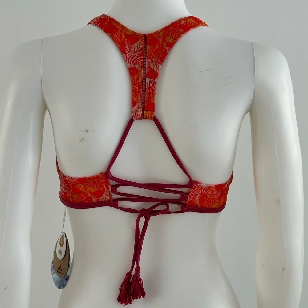 prAna Azra High Neck Bikini Top Pink Safari XS NWT